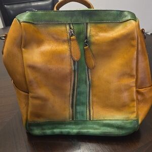 NwT Two-Tone Genuine Leather Backpack